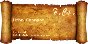 Hohn Csongor névjegykártya